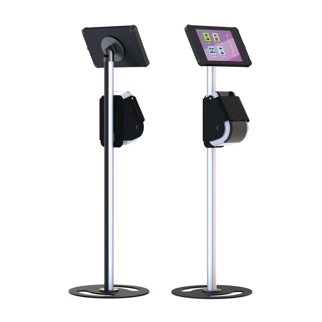 X Floor + Label iPad Stand with Integrated Brother Label Printer